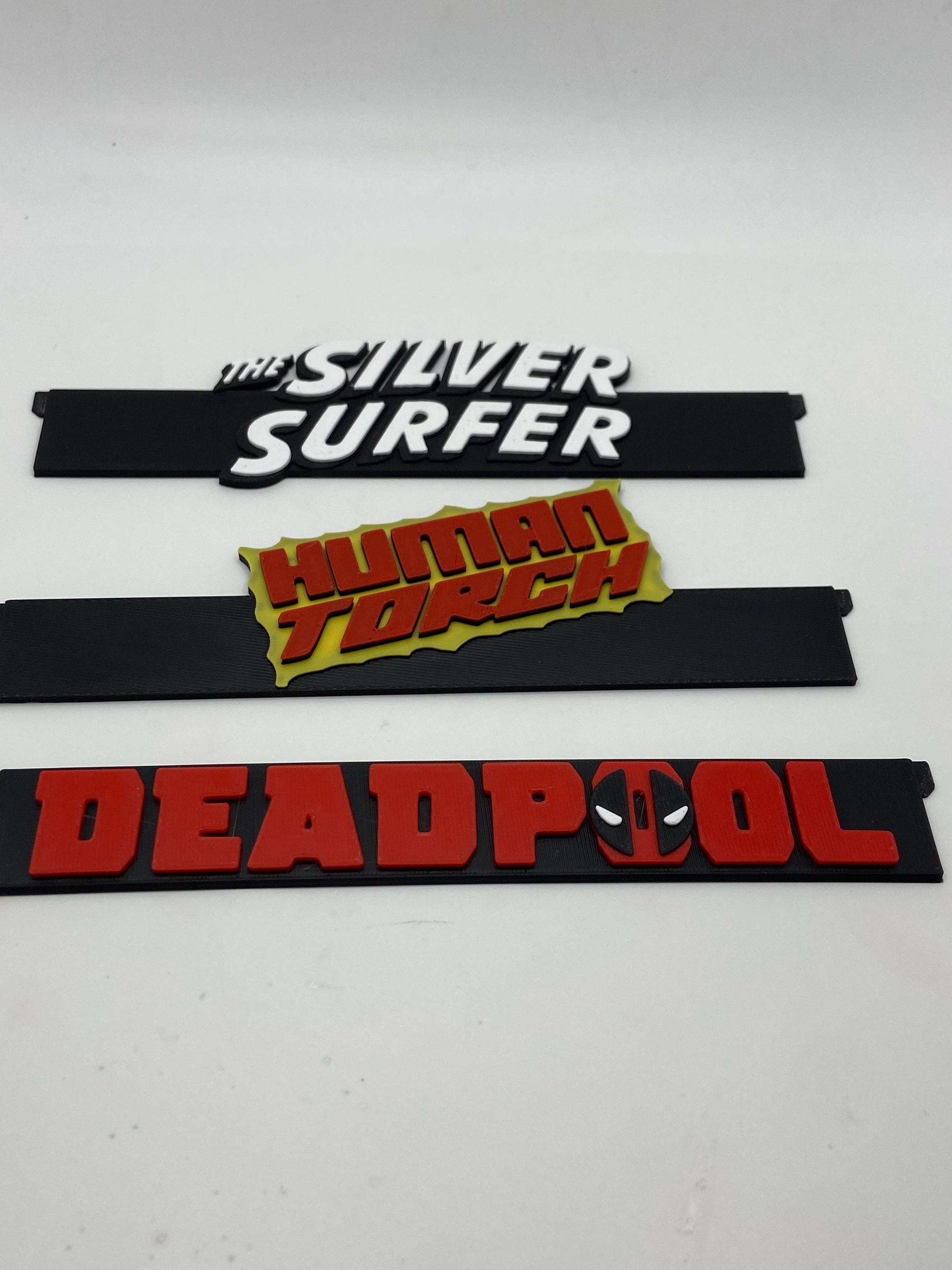 Interchangeable Comic-Style Nameplate Packs | Modular Display Logo Plates | 3D Printed Fan-Inspired Nameplates