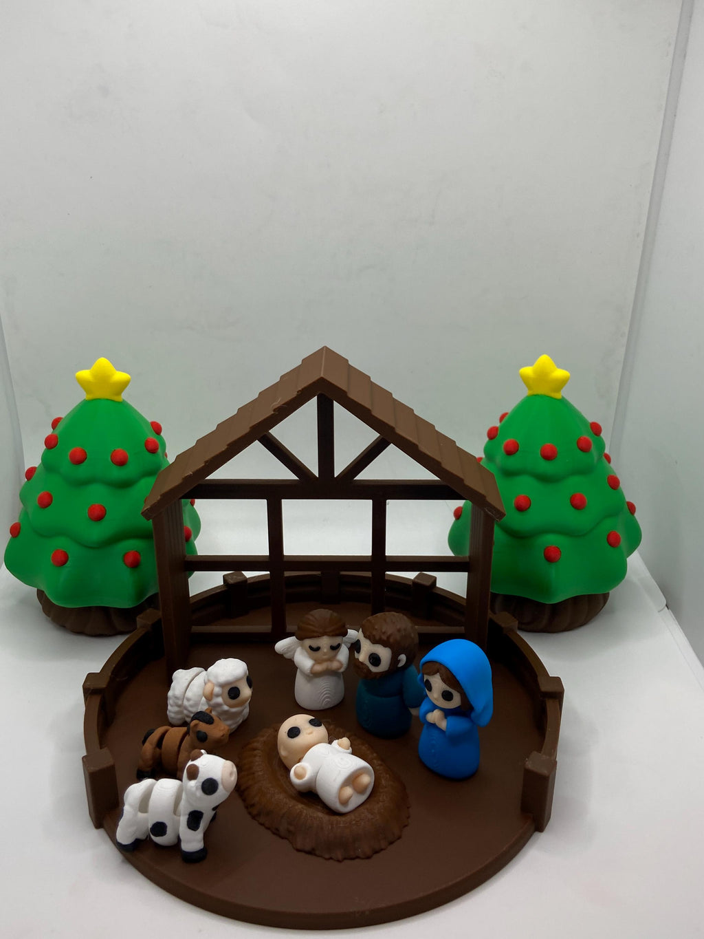 3D Printed – Mini Christmas Nativity Scene with Stable, Holy Family, & Animals