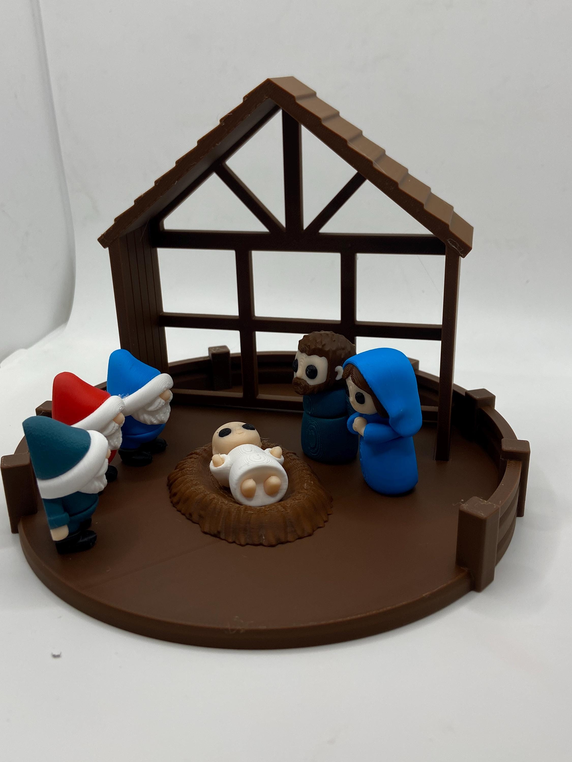 3D Printed – Mini Christmas Nativity Scene with Stable, Holy Family, & Animals