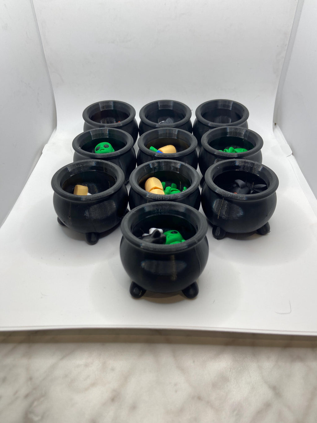 3D Printed Mini Witch Cauldron with Halloween Minis: Spooky Party Favor