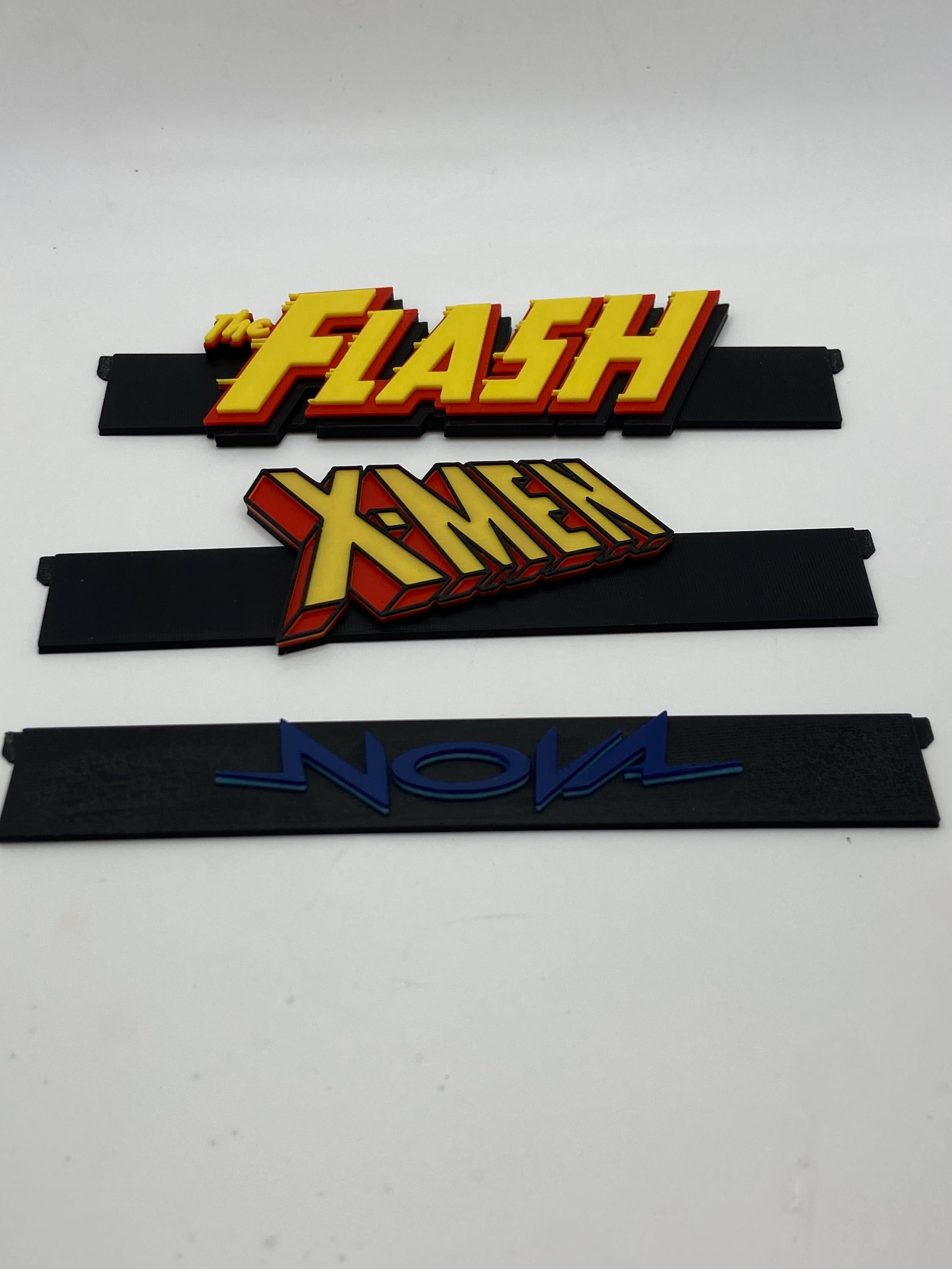 Interchangeable Comic-Style Nameplate Packs | Modular Display Logo Plates | 3D Printed Fan-Inspired Nameplates