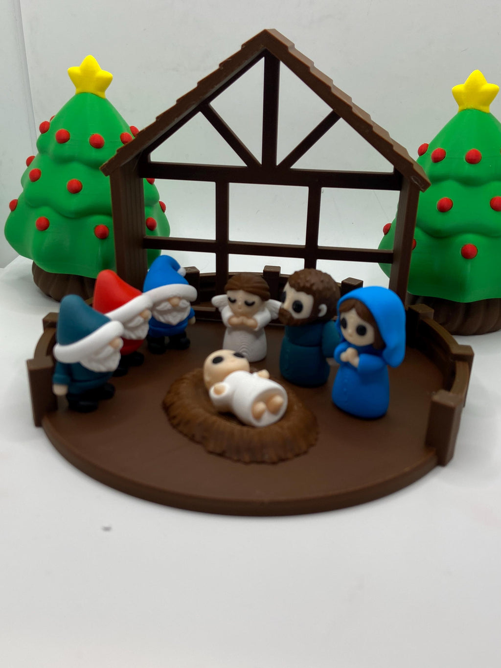 3D Printed – Mini Christmas Nativity Scene with Stable, Holy Family, & Animals
