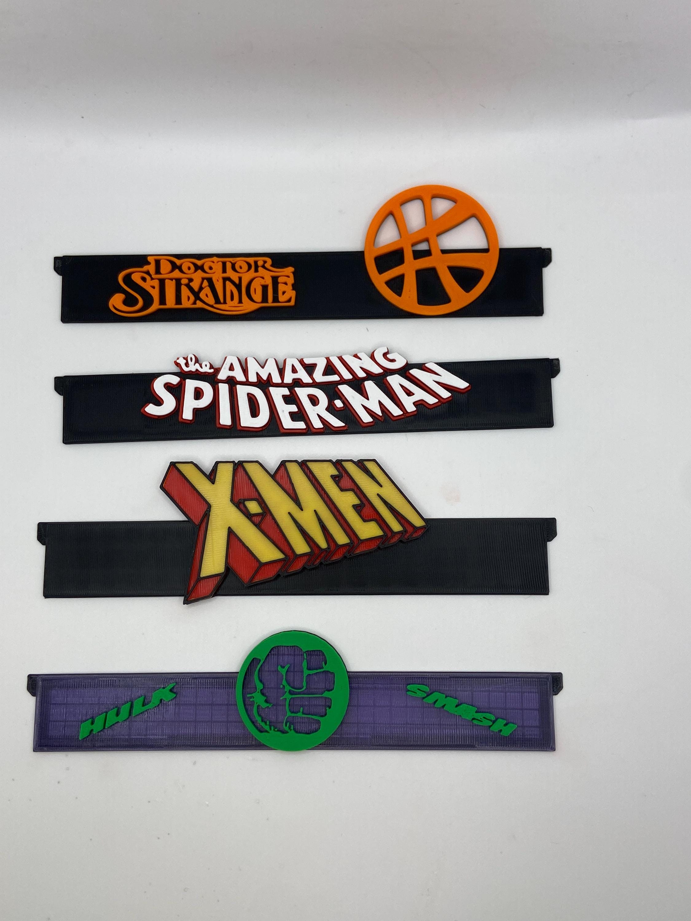 Interchangeable Comic-Style Nameplate Packs | Modular Display Logo Plates | 3D Printed Fan-Inspired Nameplates