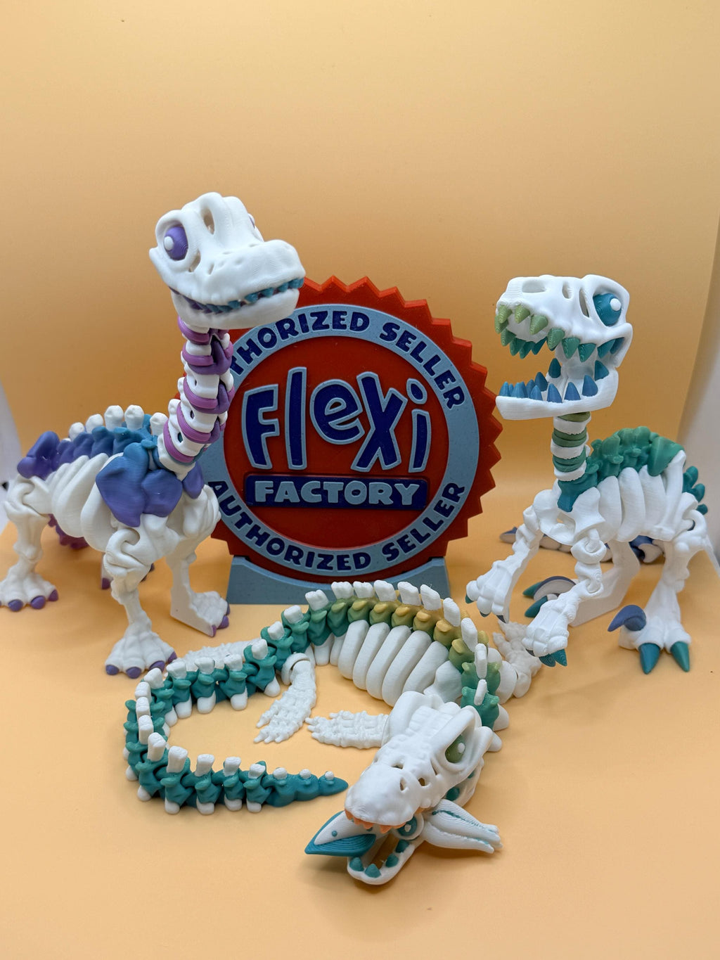 Multicolor 3D Printed Skeleton Dinosaur & Animal Figures | Choose Your Model | Color Accent Bones
