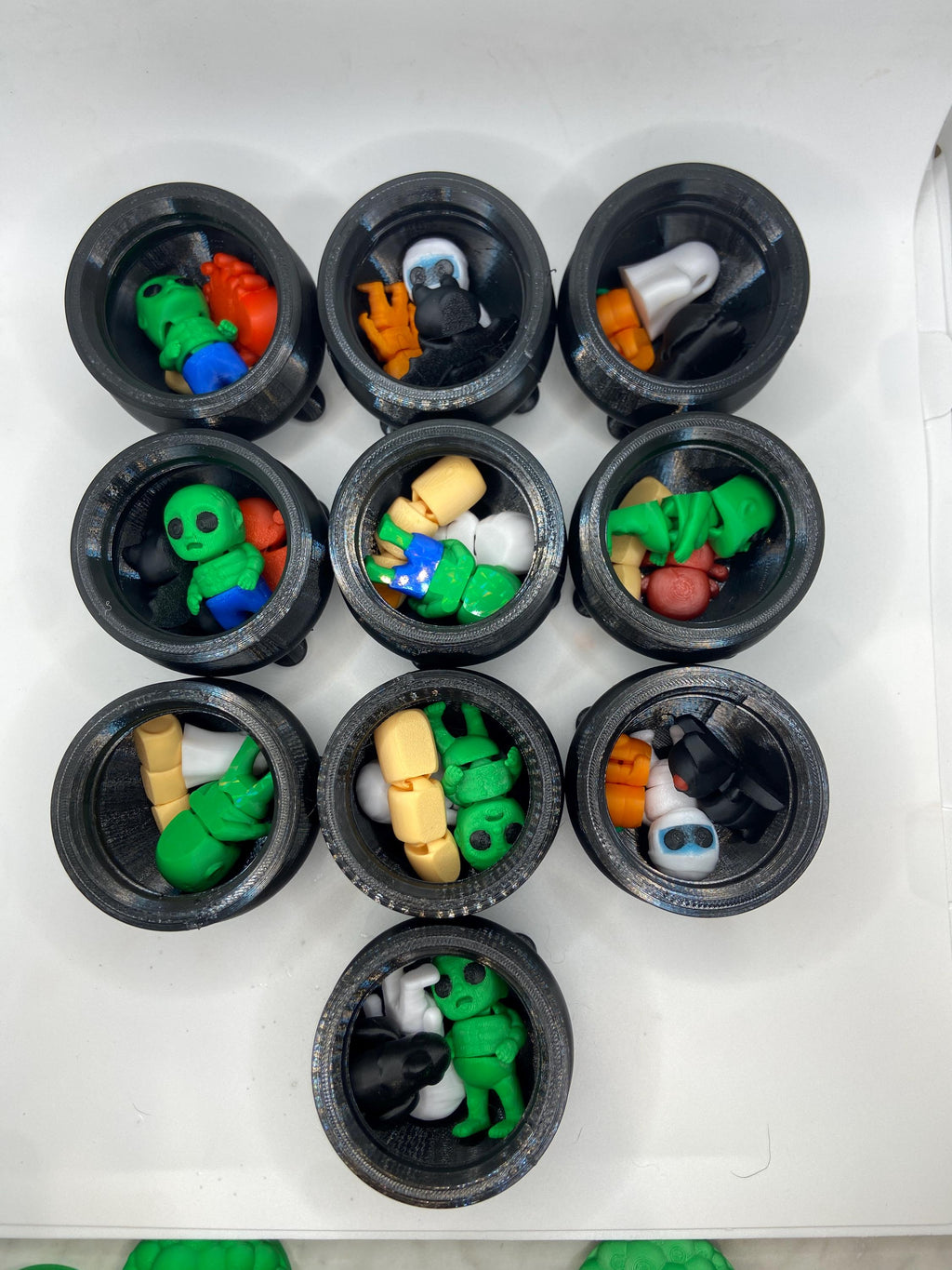 3D Printed Mini Witch Cauldron with Halloween Minis: Spooky Party Favor