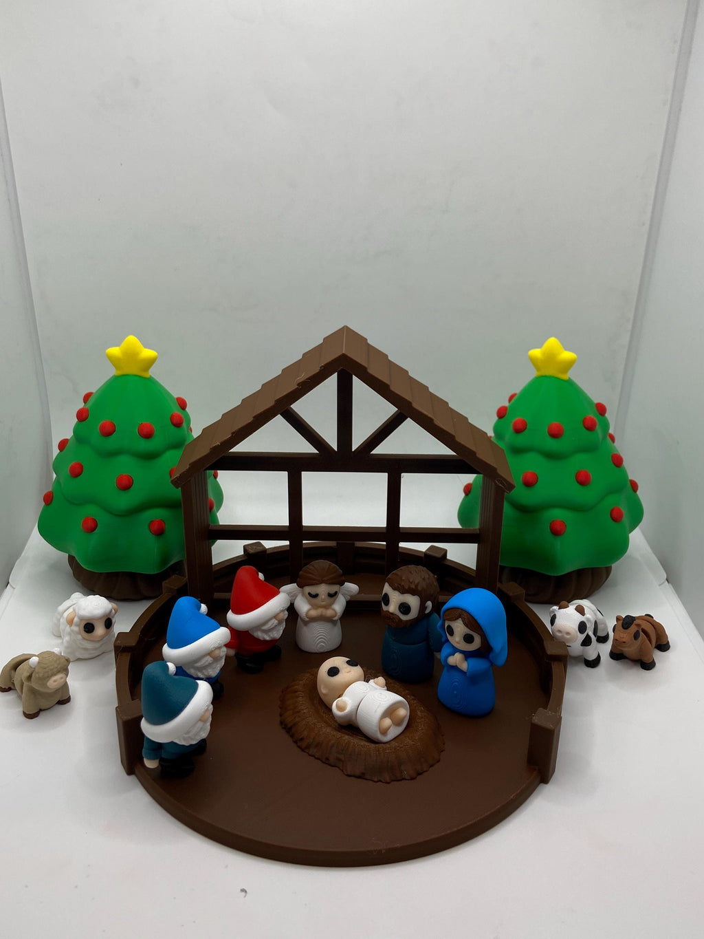 3D Printed – Mini Christmas Nativity Scene with Stable, Holy Family, & Animals