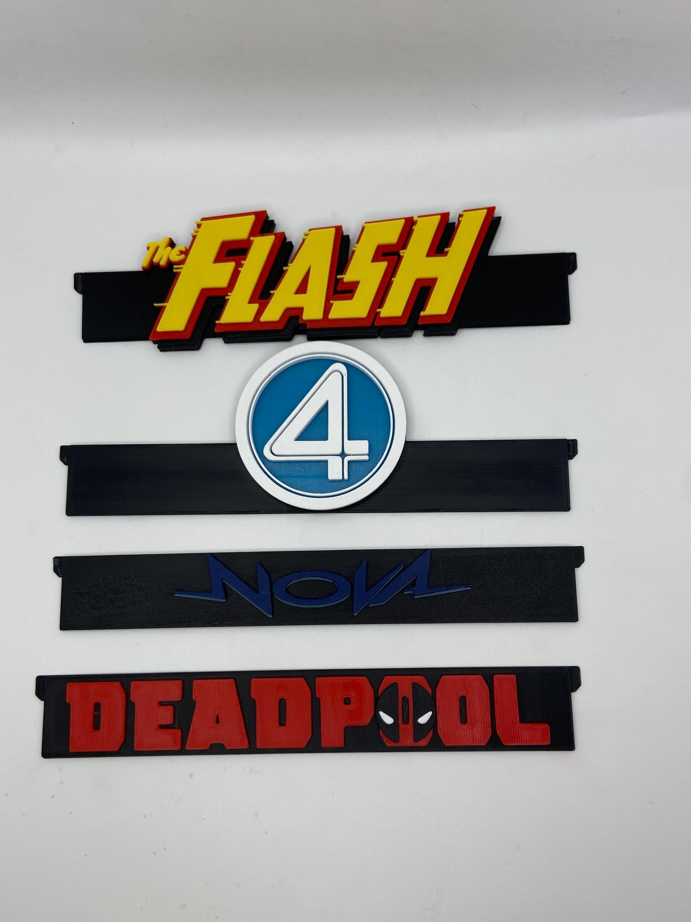 Interchangeable Comic-Style Nameplate Packs | Modular Display Logo Plates | 3D Printed Fan-Inspired Nameplates