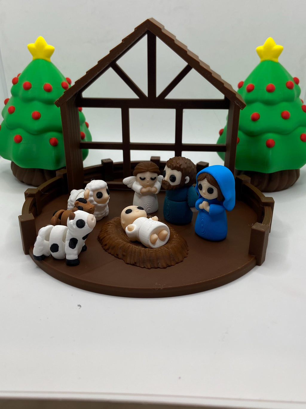 3D Printed – Mini Christmas Nativity Scene with Stable, Holy Family, & Animals